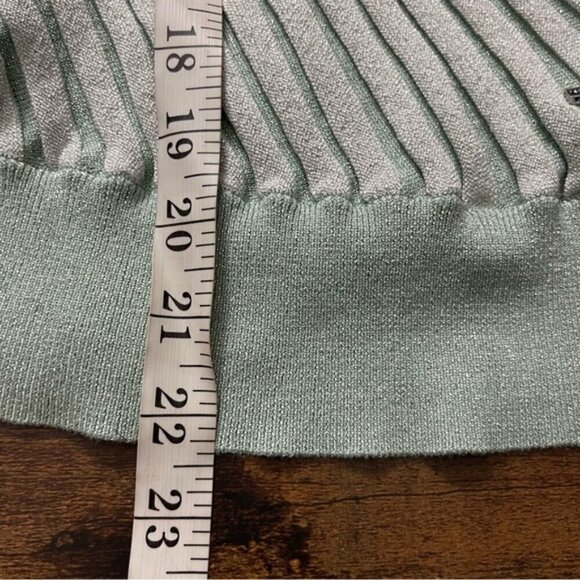 Ted Baker green silver metallic v-neck sweater vest top lightweight stretch S - Picture 8 of 9